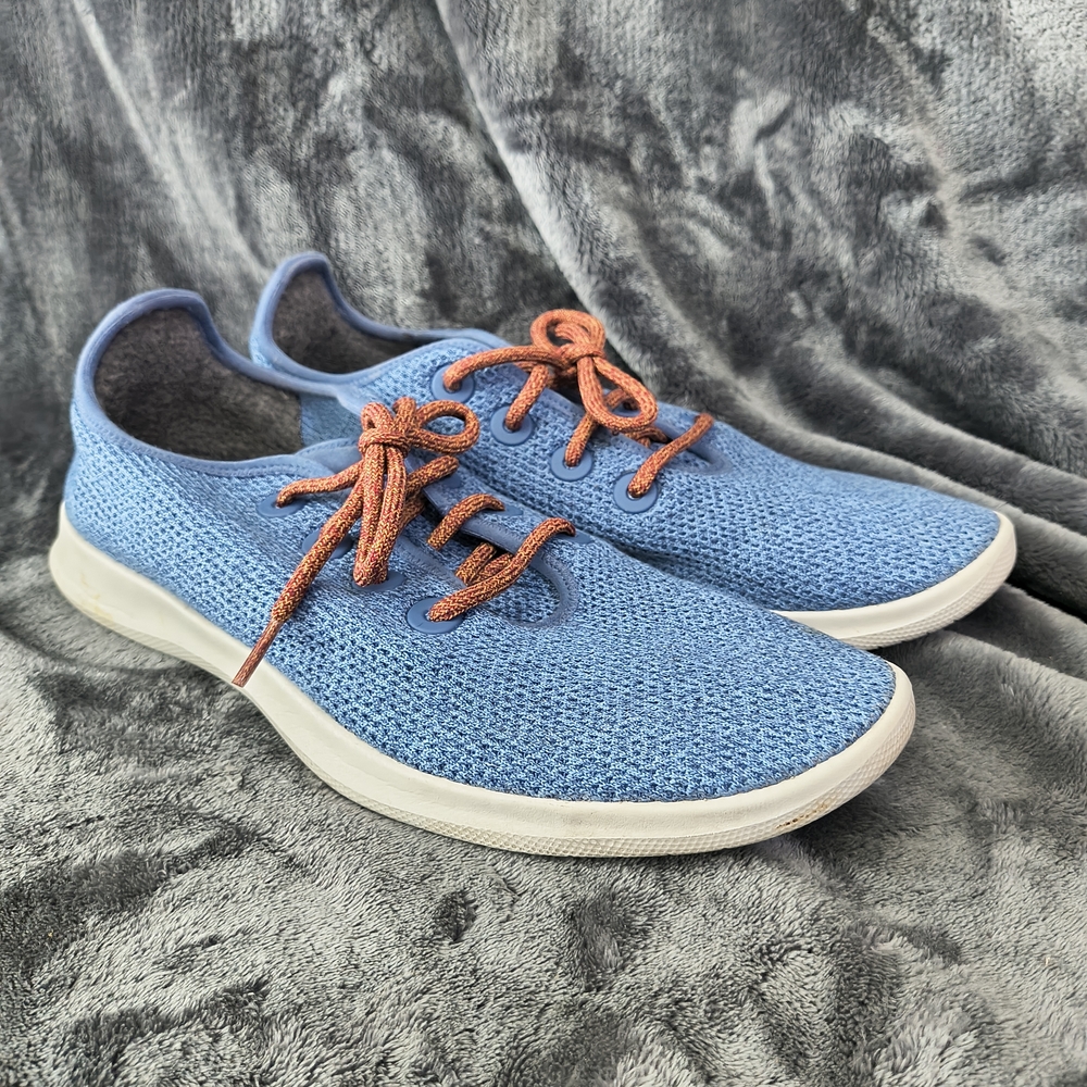 allbirds Men's Blue Knit Sneakers with Rust Laces